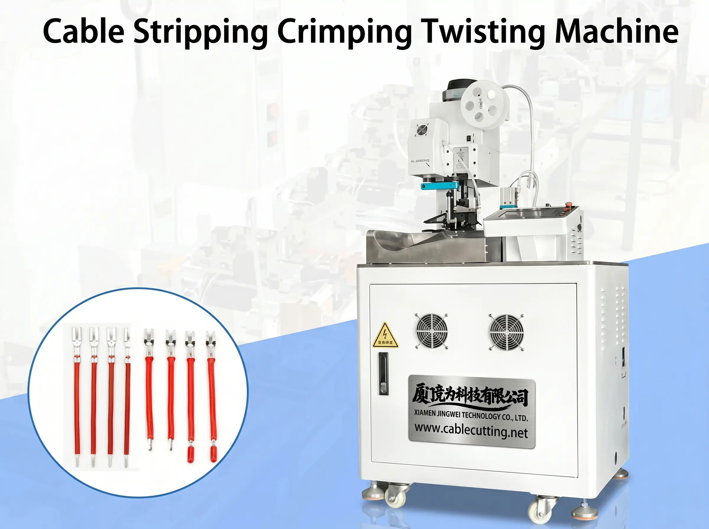 Automatische kabelstrip-, krimp- en draaimachine voor industriële productie