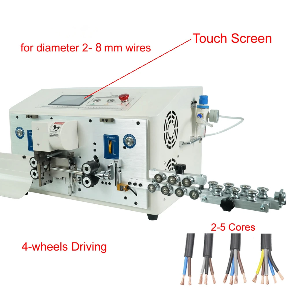 Dubbele Ronde Meeraderige Draad Strip- & Knipmachine (2-8mm) WPM-YHT6