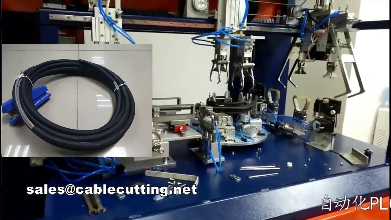 Automatische kabelverwerkingsmachine: snijden, strippen, wikkelen, oprollen en binden