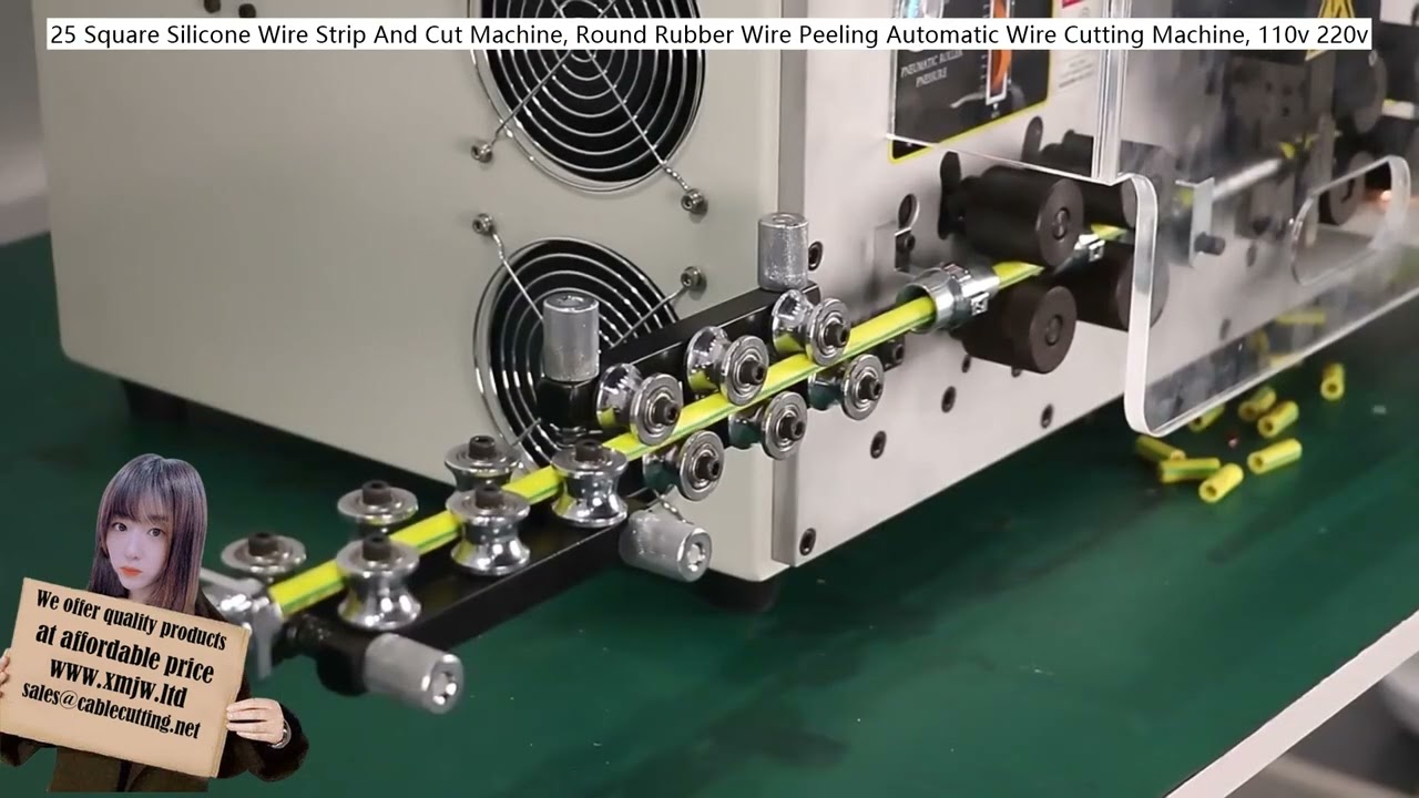 Automatische draadstripmachine voor 25 mm² siliconedraad en rond rubber - precisie snijden en strippen