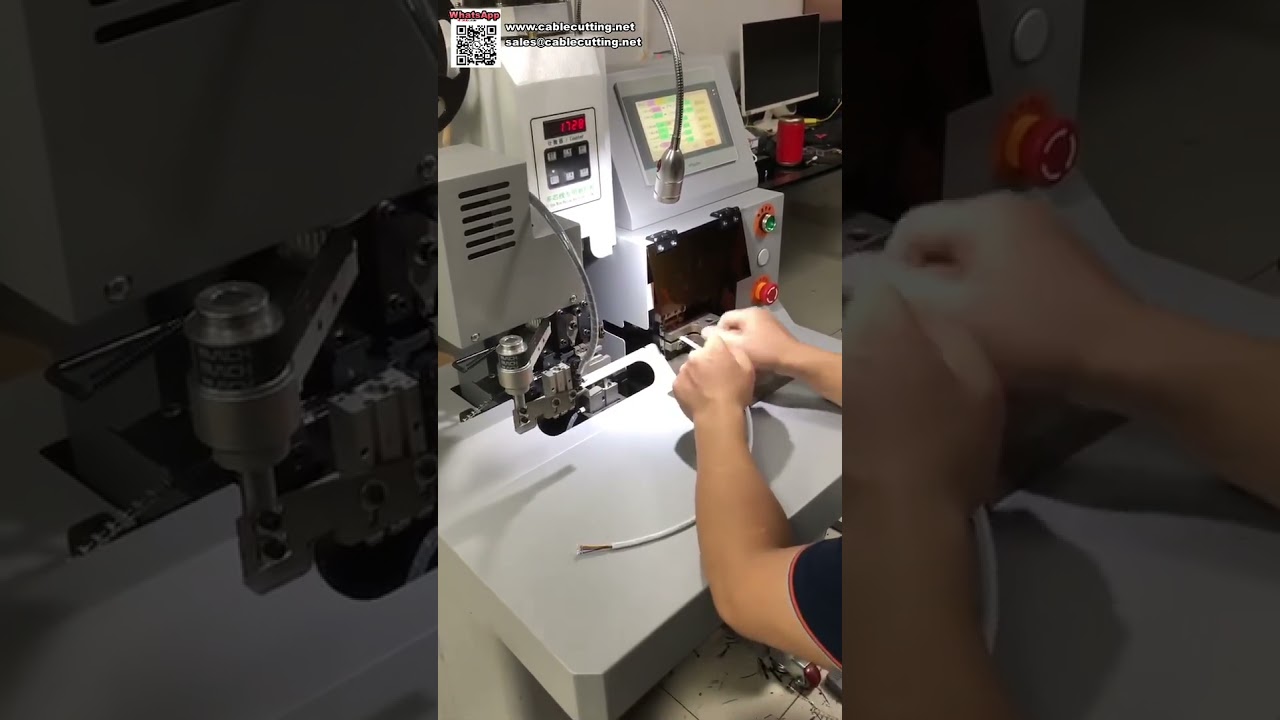 Mantelkabel strip- en krimpmachine — continu
